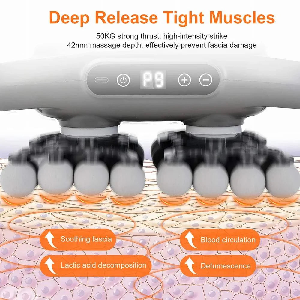 42-Heads Fascia Gun High-Frequency Vibration Body Massage Gun Back and Waist Massager Neck Shoulder Massager Muscle Masajeador