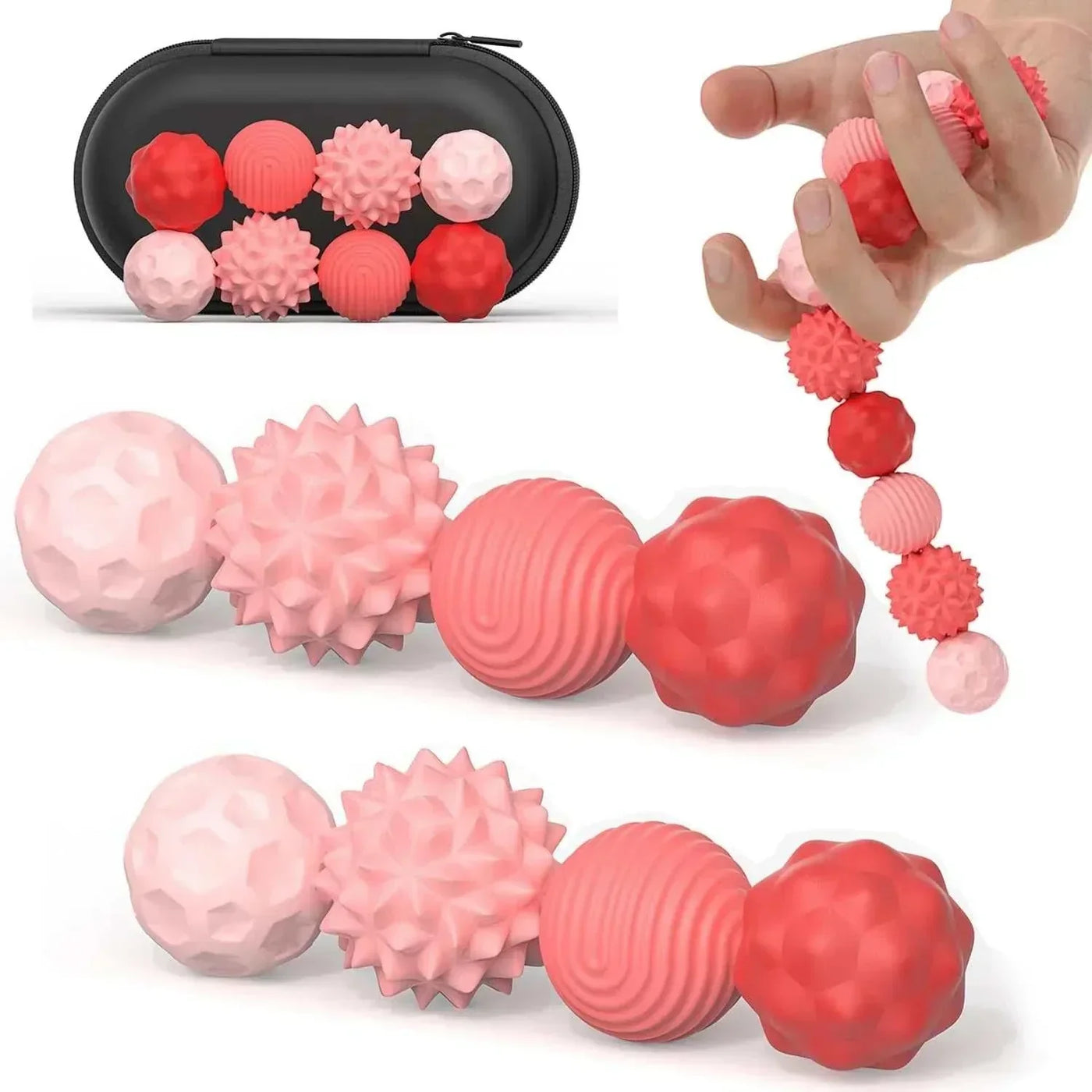 Fidget Toys Magnetic Stress Balls for Adults Silicone Stress Relief Sensory Toy Finger Toy for Office Decoration 4 Fun Textures