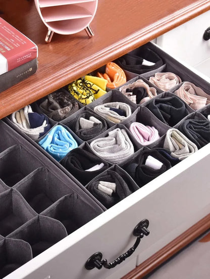 1Pc Dark Grey Underwear Storage Box Socks Underwear Storage Drawer Division Multifunctional Household Wardrobe Classification