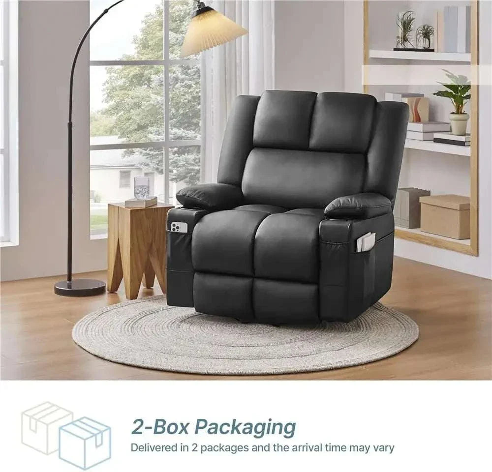 Large Electric Power Lift Recliner Chair, PU Leather Massage Chair with Heat and USB Port for Elderly, Ergonomic Lounge Chair