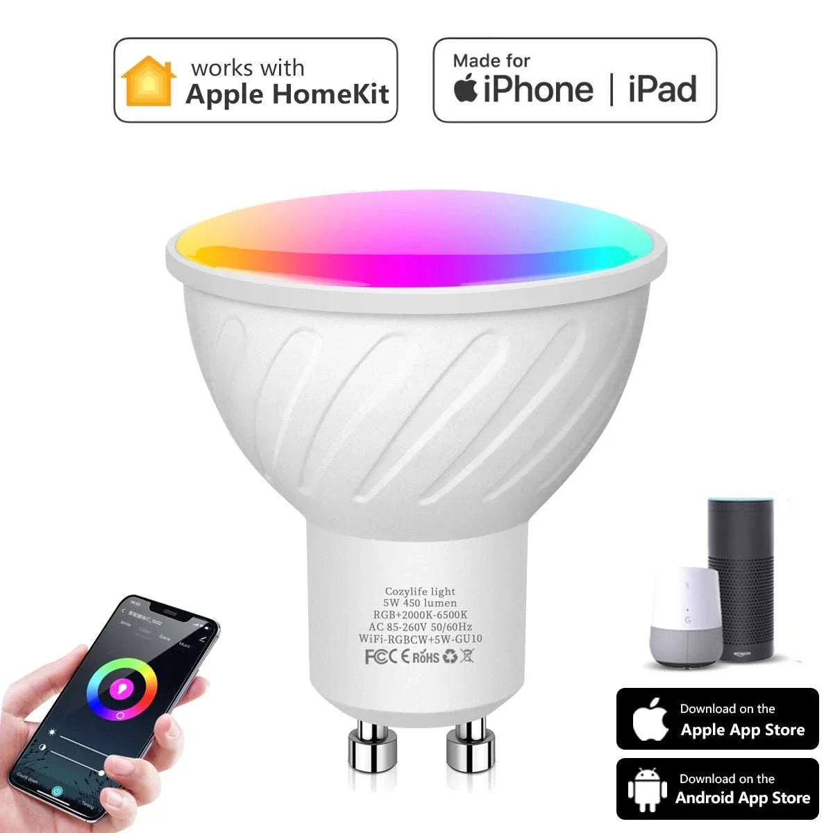 Genuine MFI Certified Homekit Wifi Smart LED Light Bulb GU10 E14 E27 RGB Lamp Siri Voice Control Apple Homekit Alexa Google Home