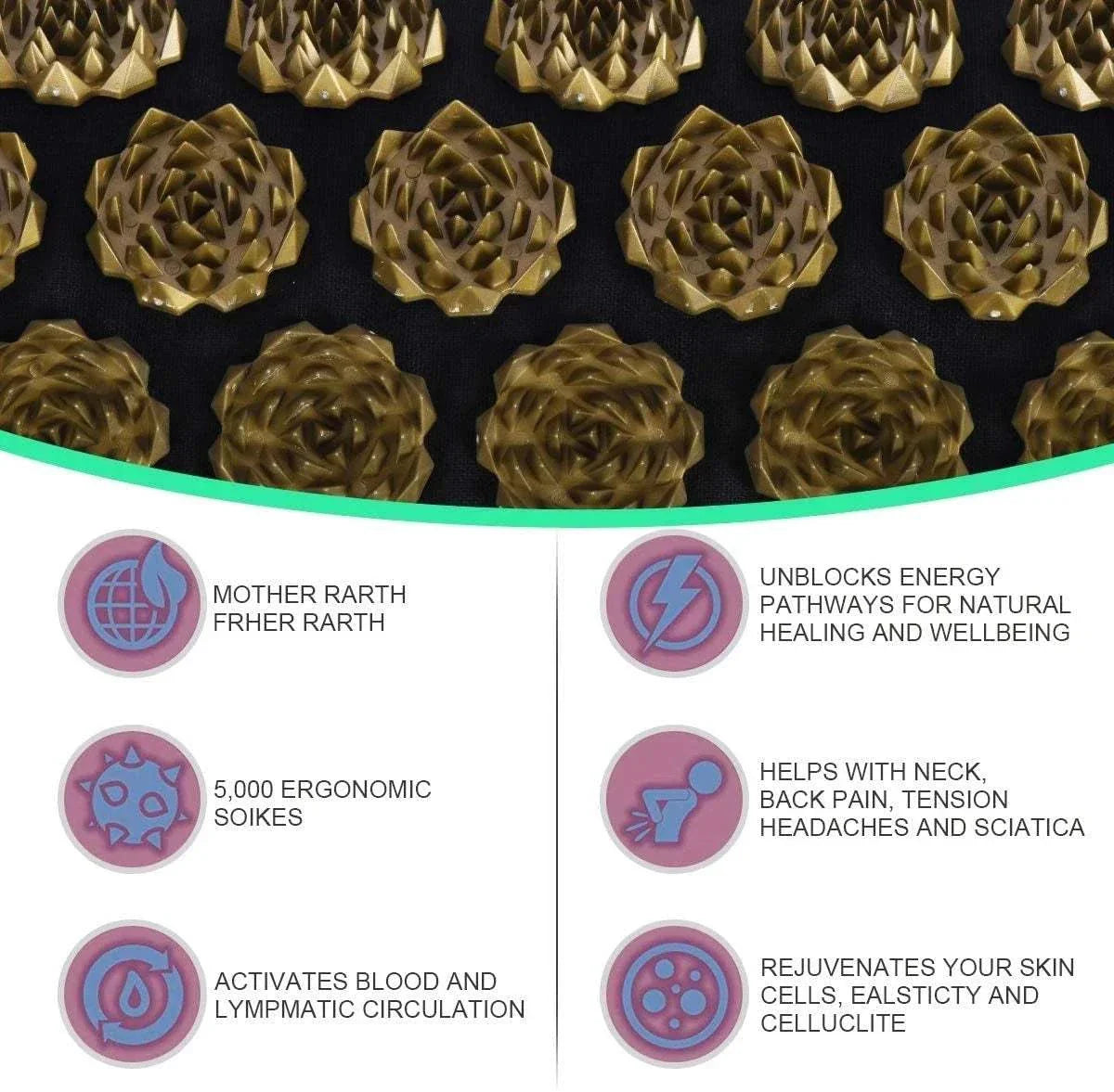 ELEVORA Acupressure Yoga Mat Kuznetsov'S Applicator Cushion Sensi Massage Body Needles with Spikes Pillow Foot Massager Fitness Pilates