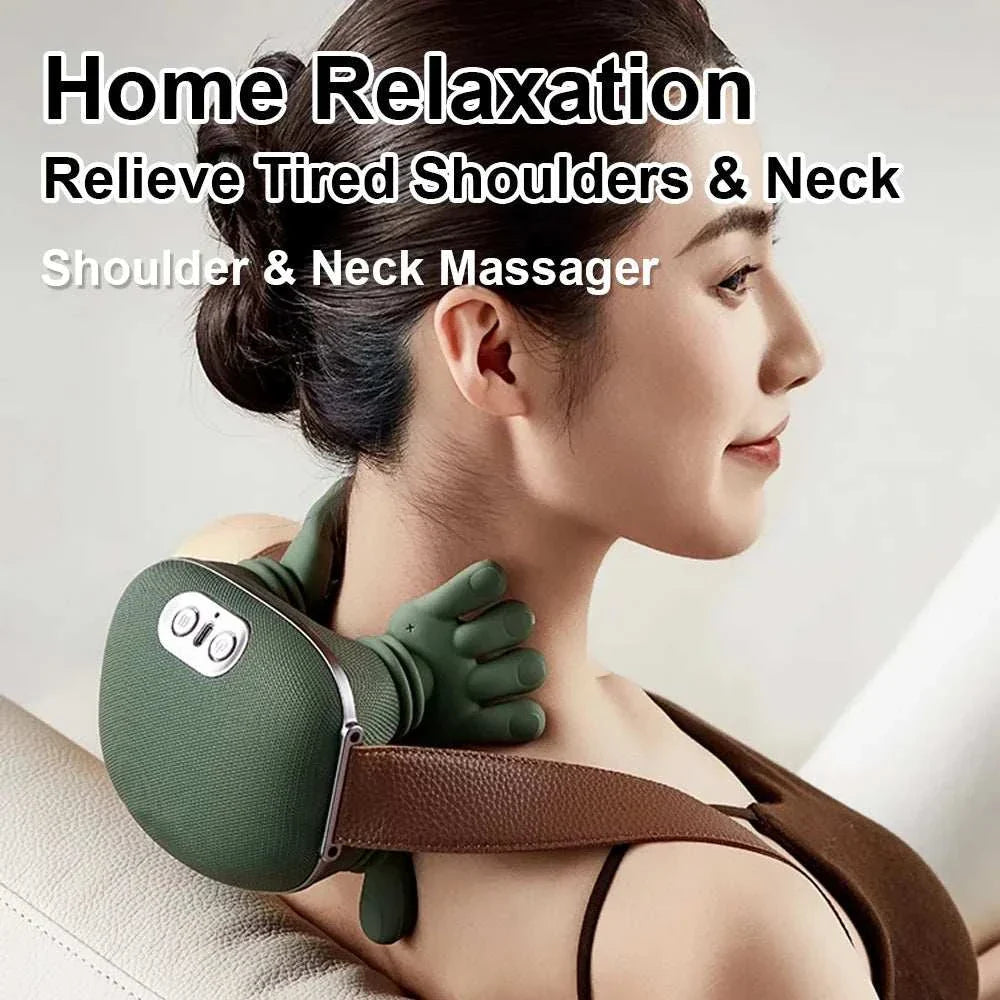 ELEVORA Neck Shoulder Massager Finger Pressure Heated Back Massagers Electric Kneading Muscles Massage Pillow Neck Waist Leg Body