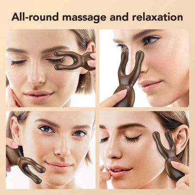 Wooden Gua Sha Facial Tools Head Massager Sandalwood Wood Massage Tool for Face Nose Eye Wood Massage Acupressur Tools