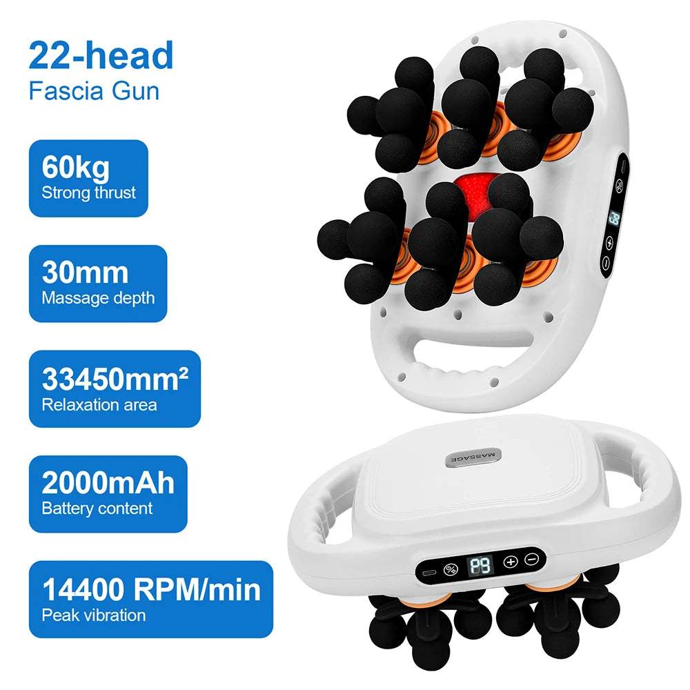 42-Heads Fascia Gun High-Frequency Vibration Body Massage Gun Back and Waist Massager Neck Shoulder Massager Muscle Masajeador