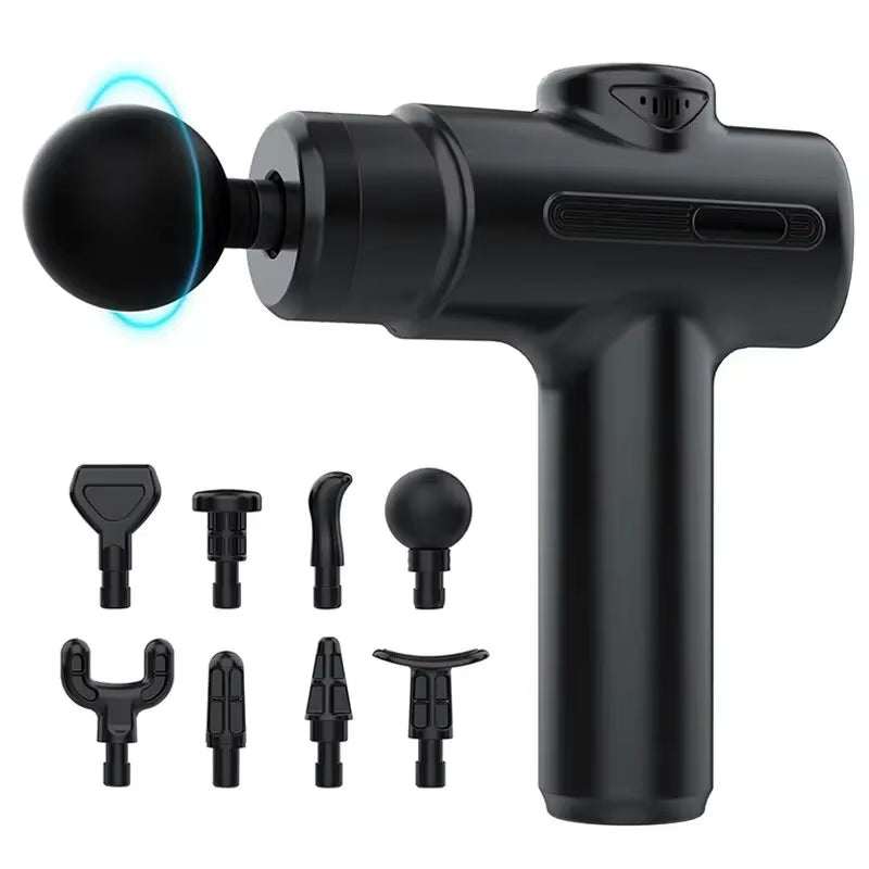 ELEVORA Electric Deep Tissue Massage Gun with 8 Interchangeable Heads for Muscle Relaxation and Recovery in Arms, Back, and Legs