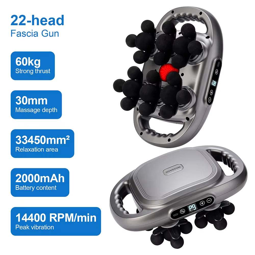 42-Heads Fascia Gun High-Frequency Vibration Body Massage Gun Back and Waist Massager Neck Shoulder Massager Muscle Masajeador