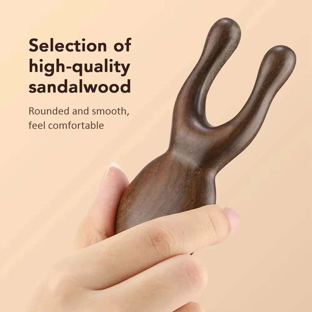 Wooden Gua Sha Facial Tools Head Massager Sandalwood Wood Massage Tool for Face Nose Eye Wood Massage Acupressur Tools